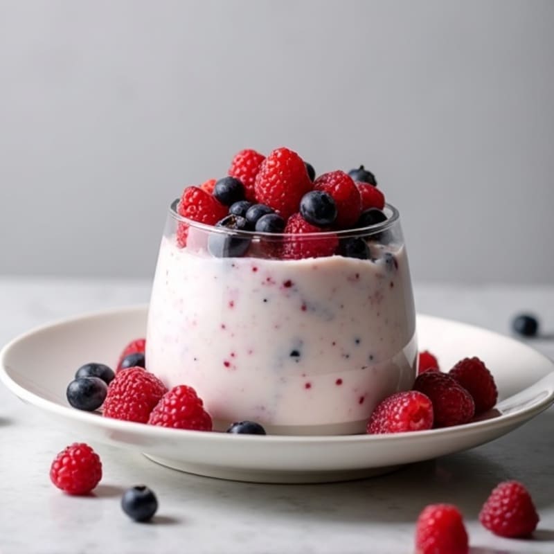 Greek Yogurt Protein Pudding with Mixed Berries