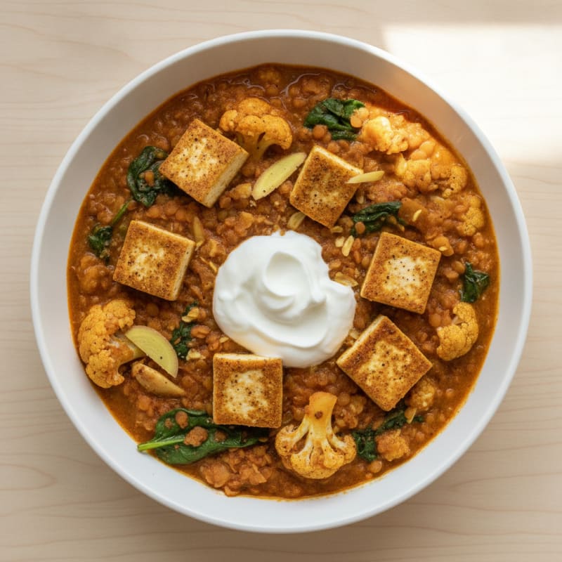 Lentil and Vegetable Curry Bowl