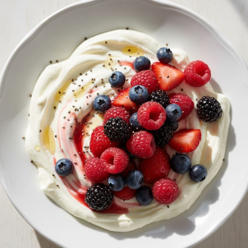 Greek Yogurt Protein Pudding with Mixed Berries
