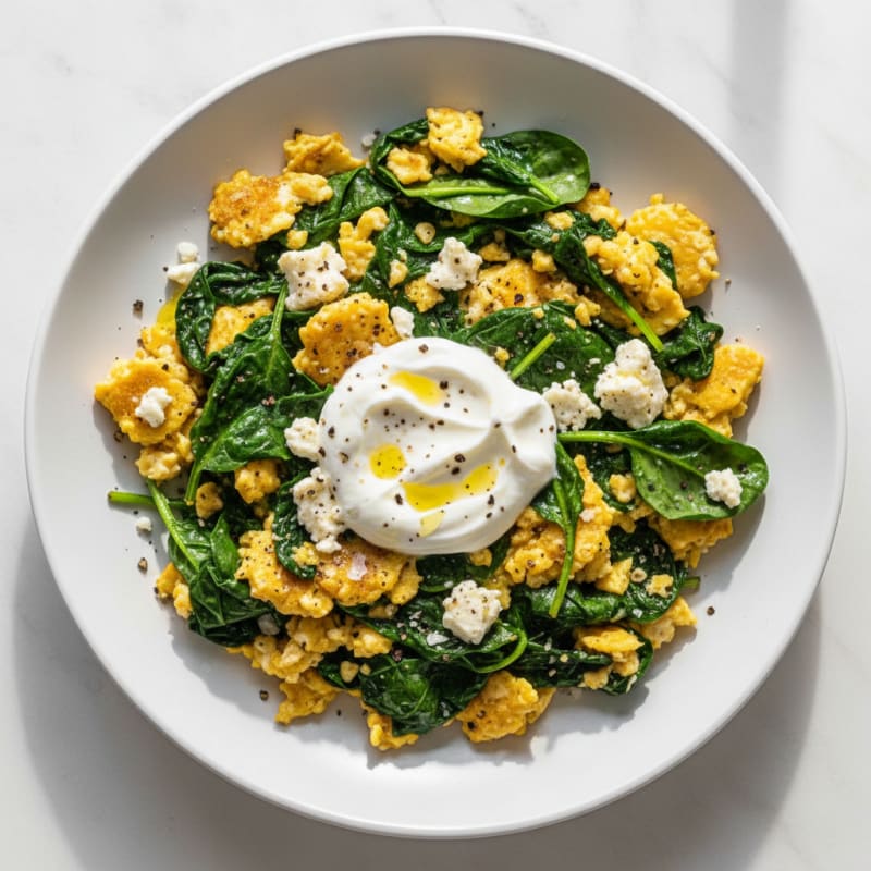 Creamy Spinach and Feta Scramble