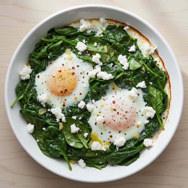 Baked Eggs with Spinach and Feta