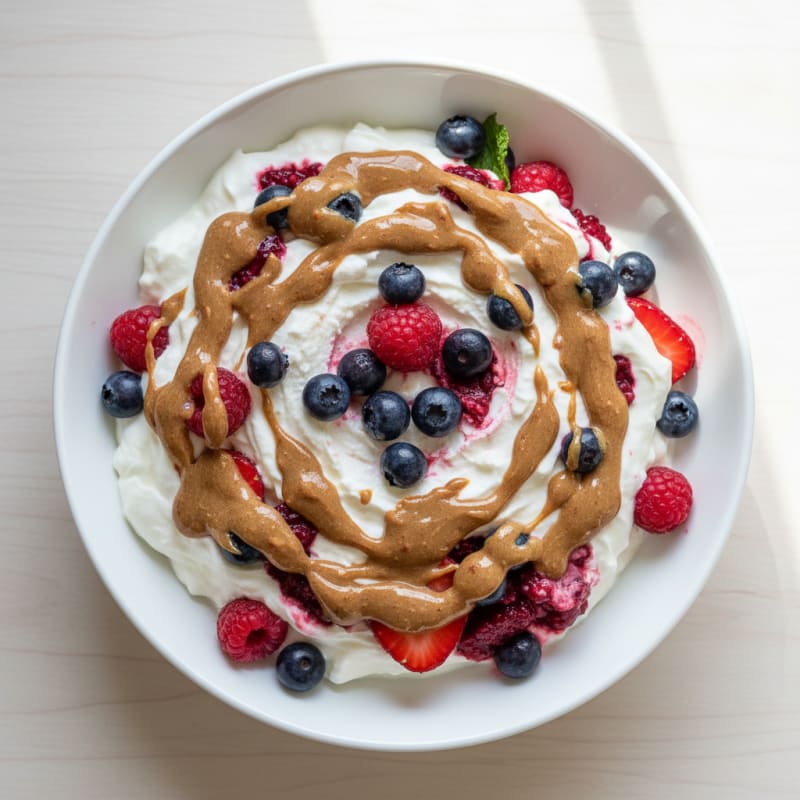 Greek Yogurt Protein Parfait with Mixed Berries and Almond Butter