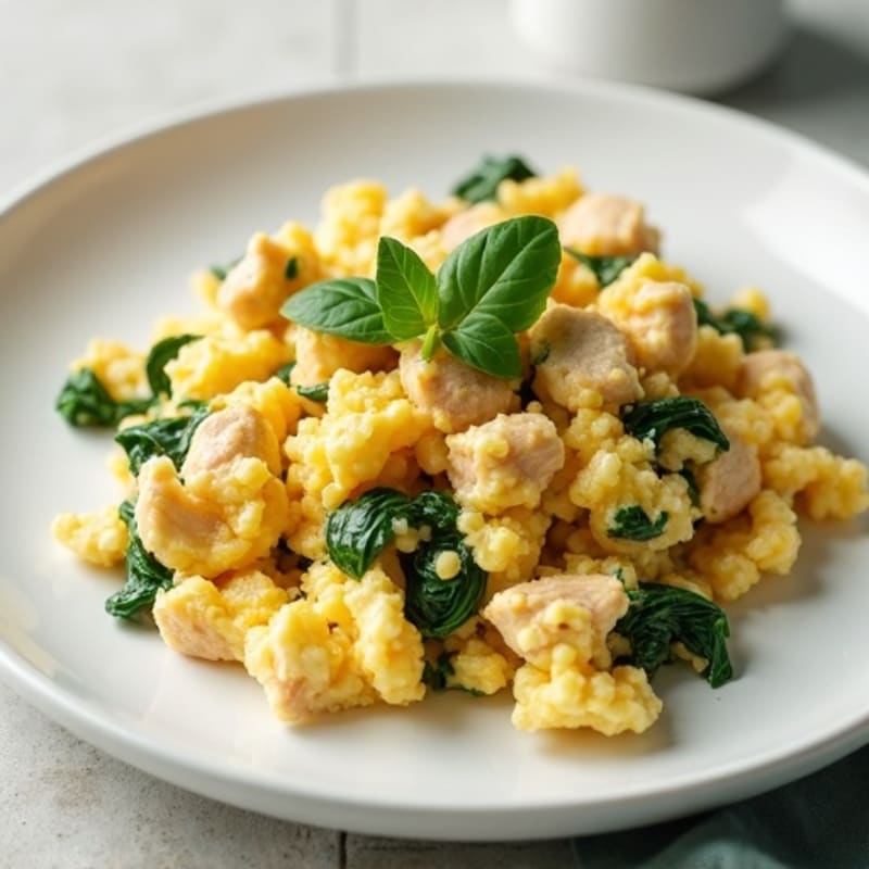 Egg White and Turkey Spinach Scramble
