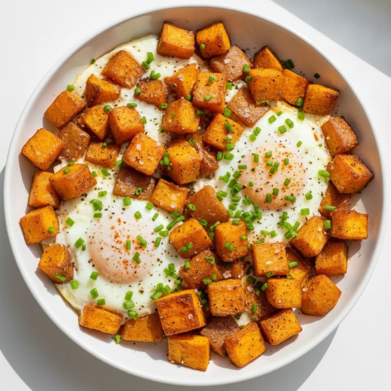 Baked Eggs with Roasted Sweet Potatoes