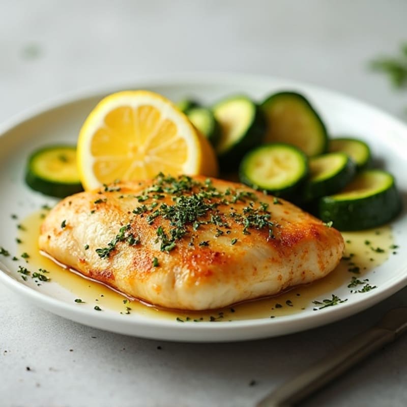 Lemon Garlic Pan-Seared Chicken with Sautéed Zucchini