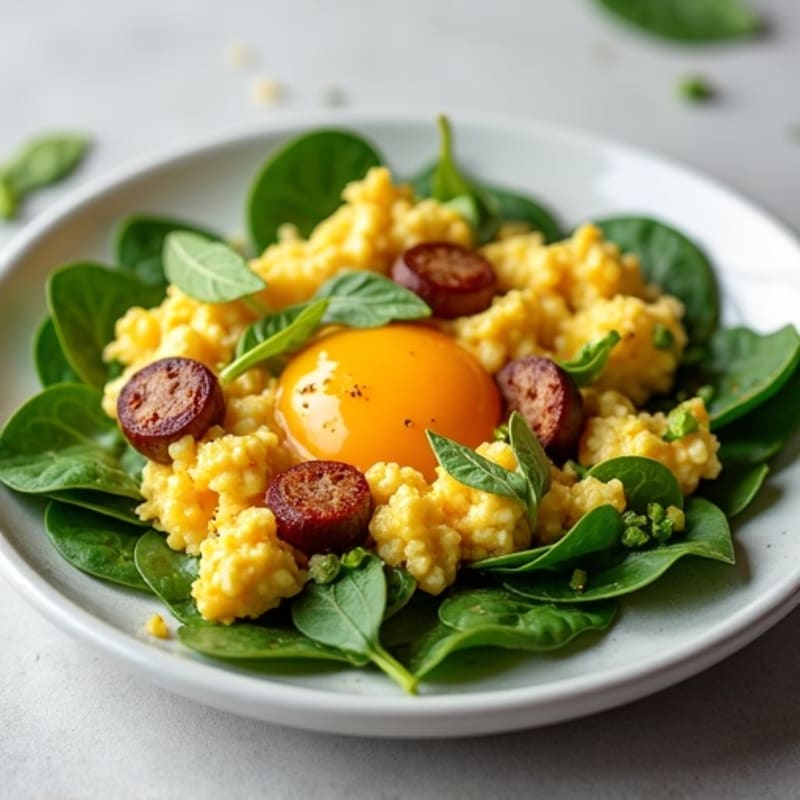 Egg White and Turkey Sausage Scramble with Spinach