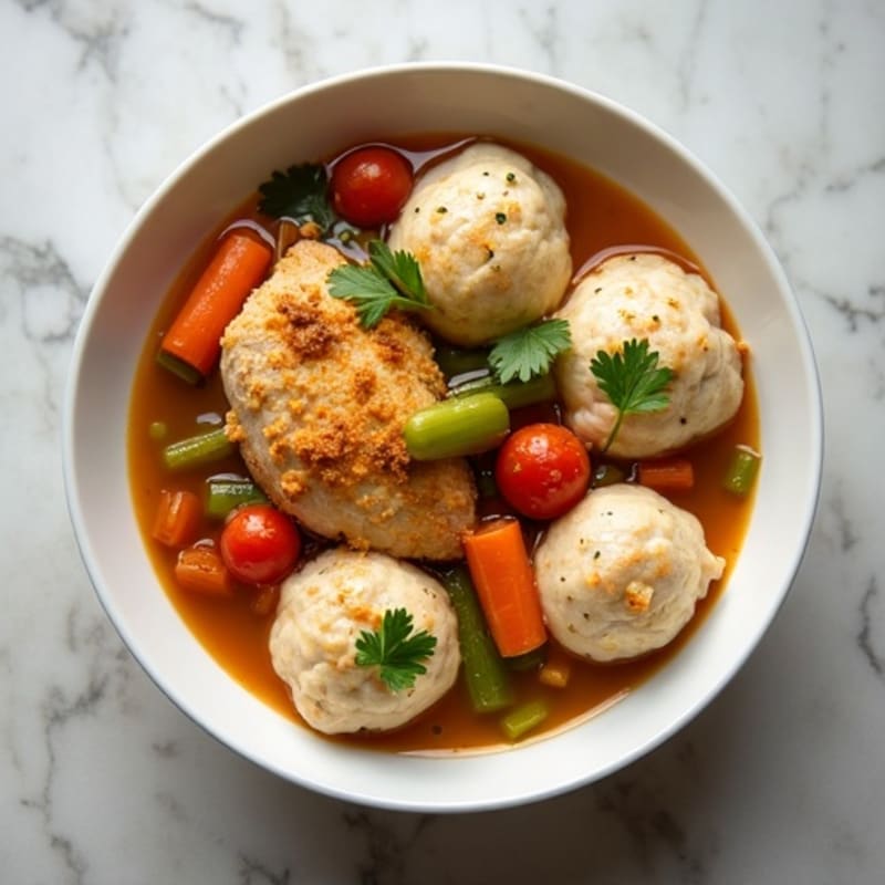 Hearty Chicken and Vegetable Stew with Fluffy Herb Dumplings