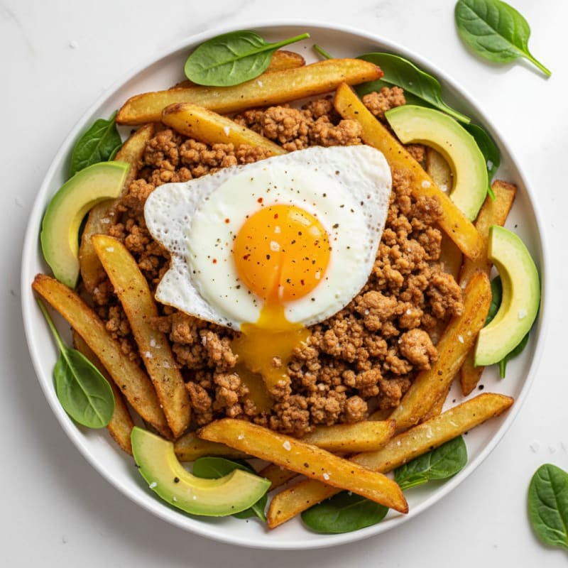 Crispy Golden Fries with Runny Egg