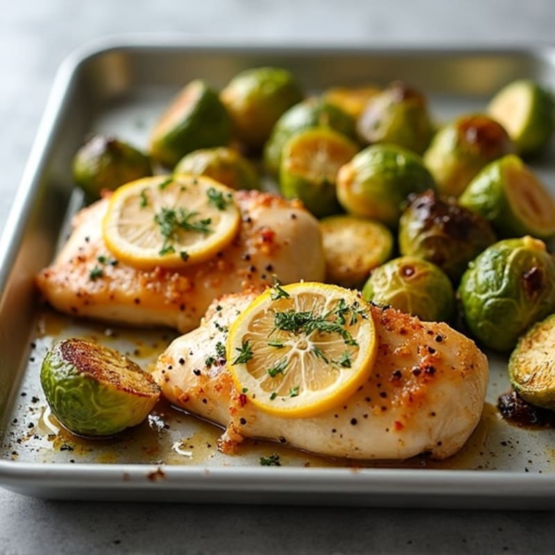 Sheet Pan Lemon Garlic Chicken with Crispy Roasted Brussels Sprouts