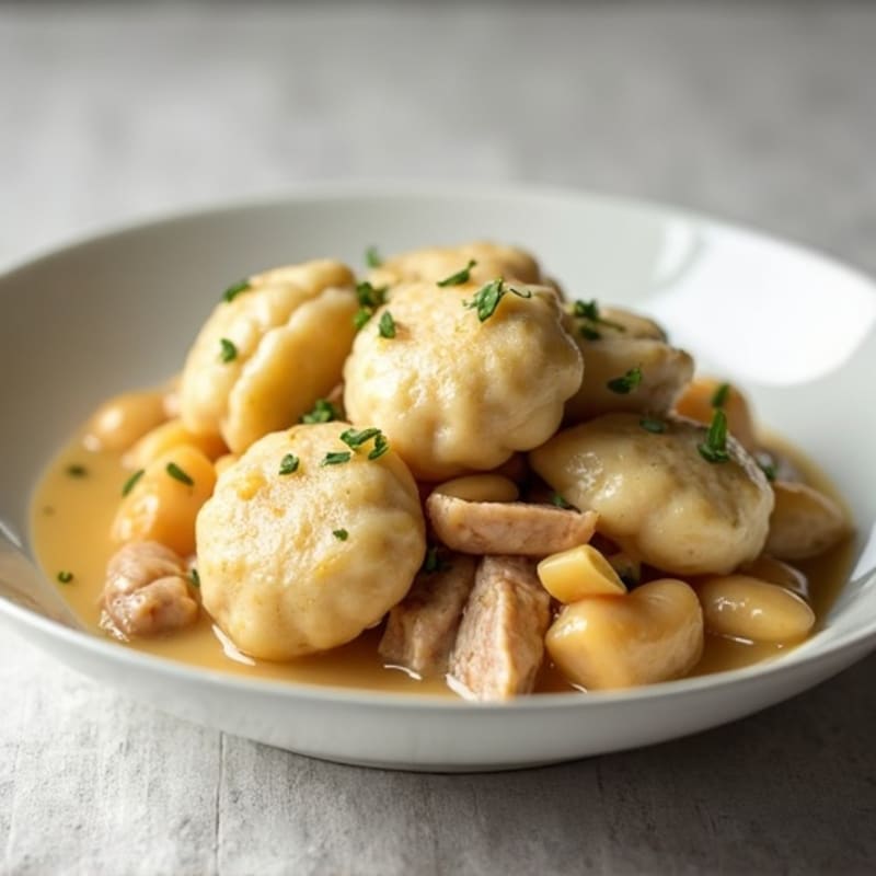 Healthy Creamy Chicken and Fluffy Dumplings