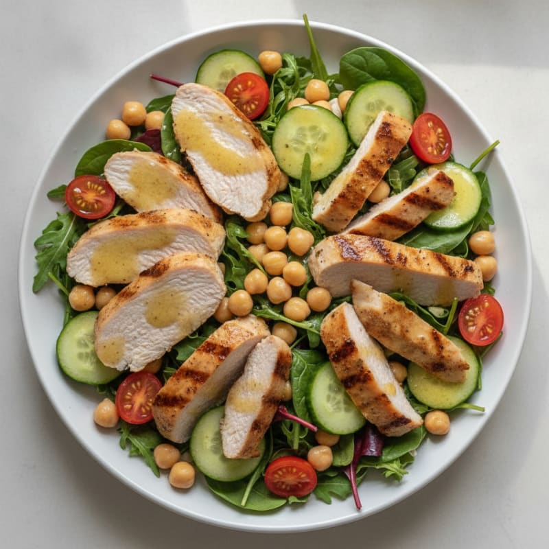 Grilled Turkey Breast Salad with Chickpeas and Lemon Vinaigrette