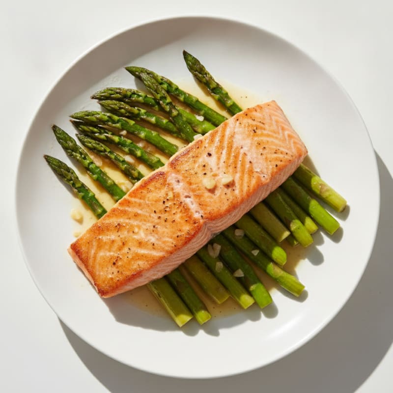 Seared Salmon with Lemon Garlic Asparagus