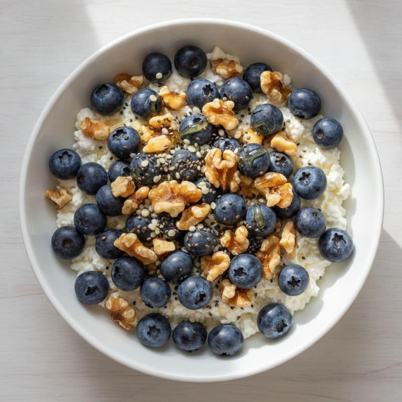 Cottage Cheese and Berry Protein Bowl with Chia Seeds