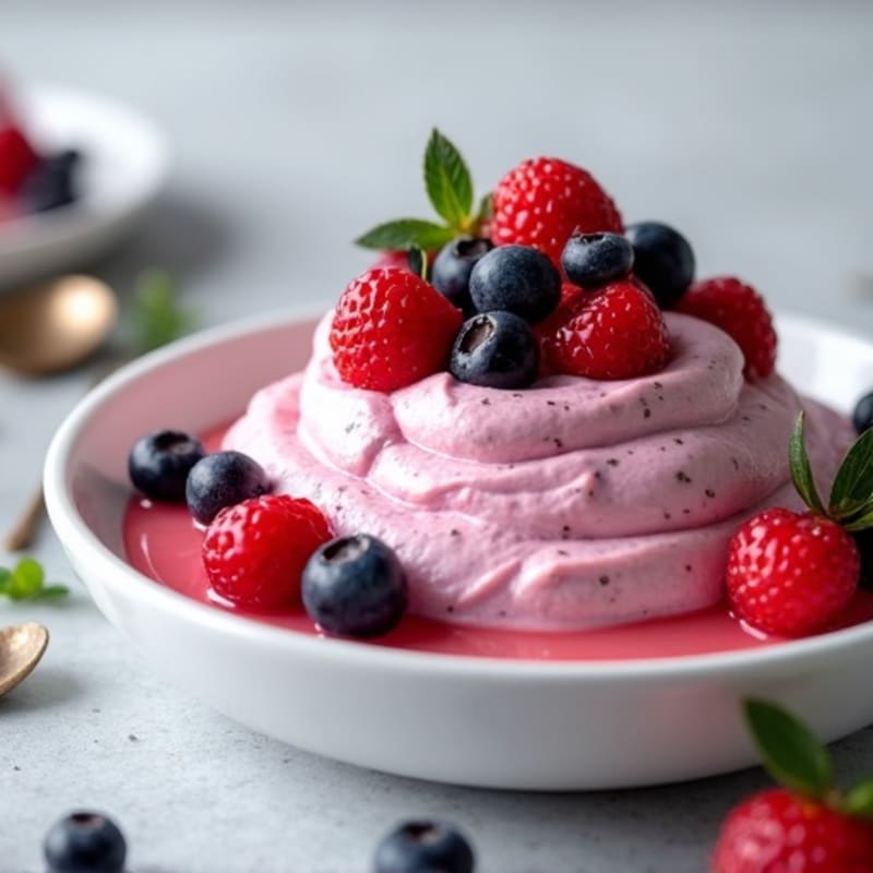 Greek Yogurt Protein Mousse with Mixed Berries