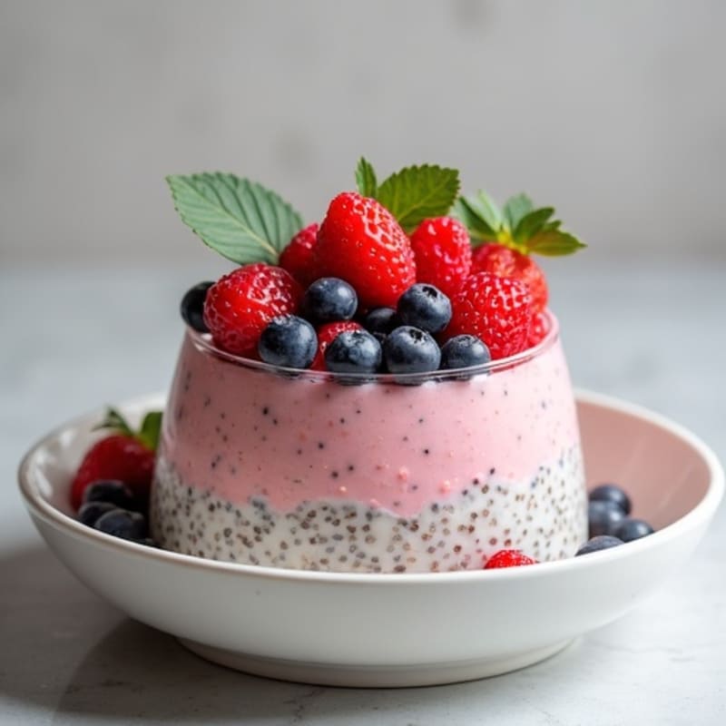 Creamy Vanilla-Almond Chia Pudding with Fresh Berries