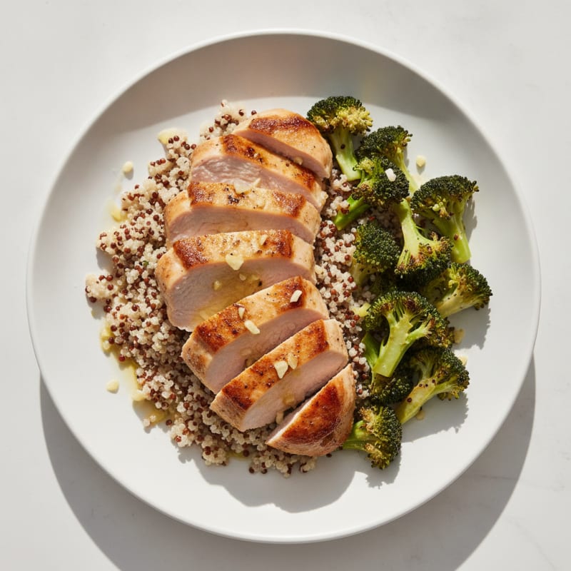 Seared Turkey Breast with Roasted Broccoli and Quinoa