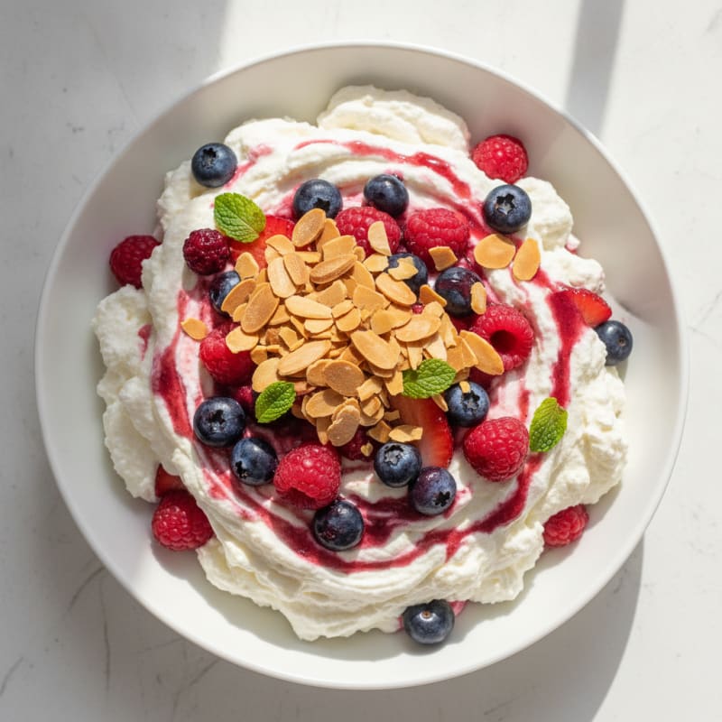Greek Yogurt Protein Mousse with Mixed Berries