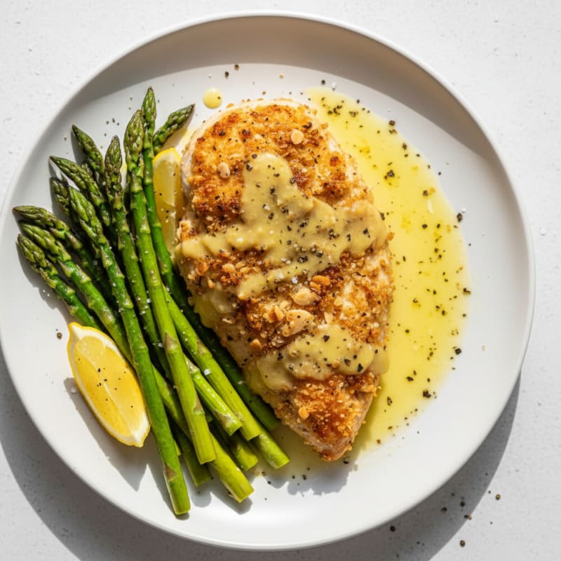 Crispy Lemon Herb Chicken with Roasted Asparagus
