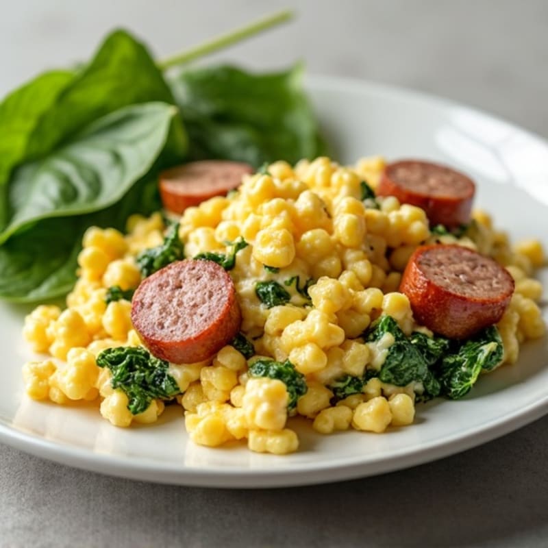 Egg White and Cottage Cheese Scramble with Turkey Sausage