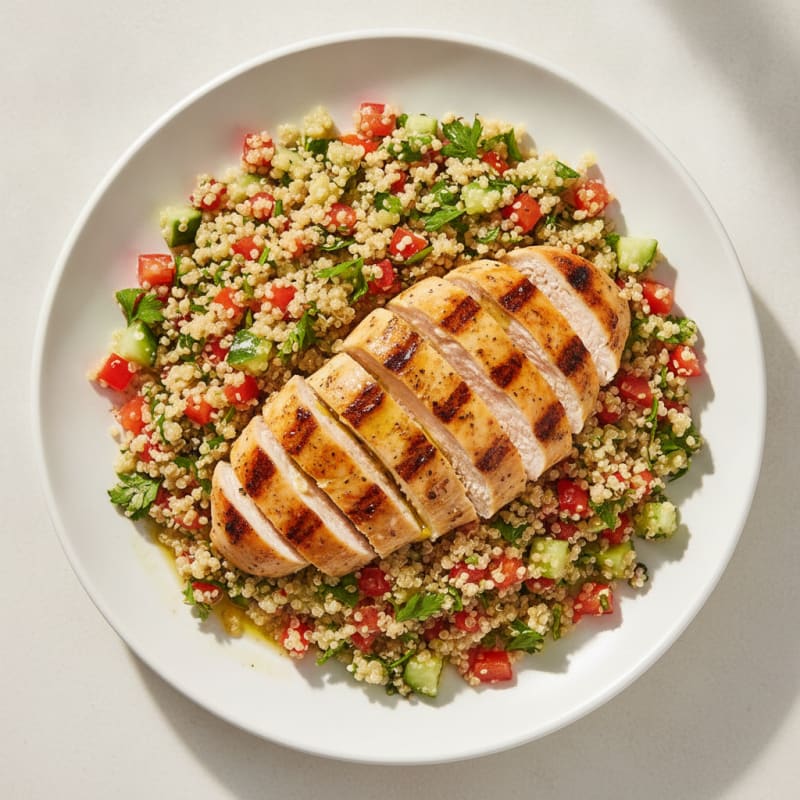 Grilled Chicken Breast with Crunchy Quinoa Salad