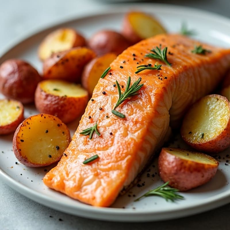 Sheet Pan Roasted Salmon and Crispy Red Potatoes