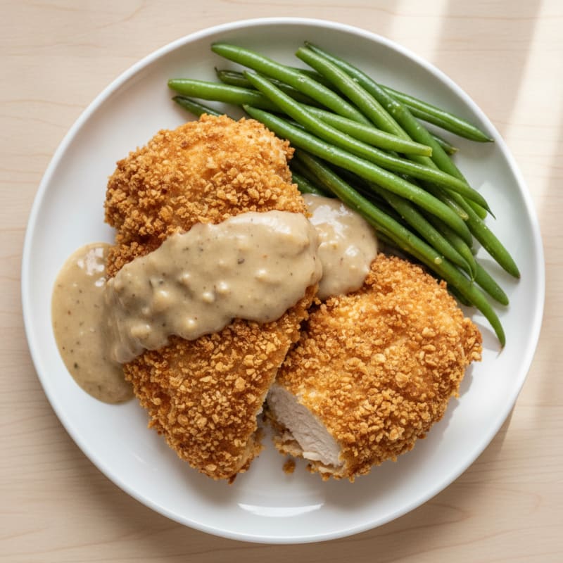 Crispy Buttermilk Fried Chicken with Creamy Gravy