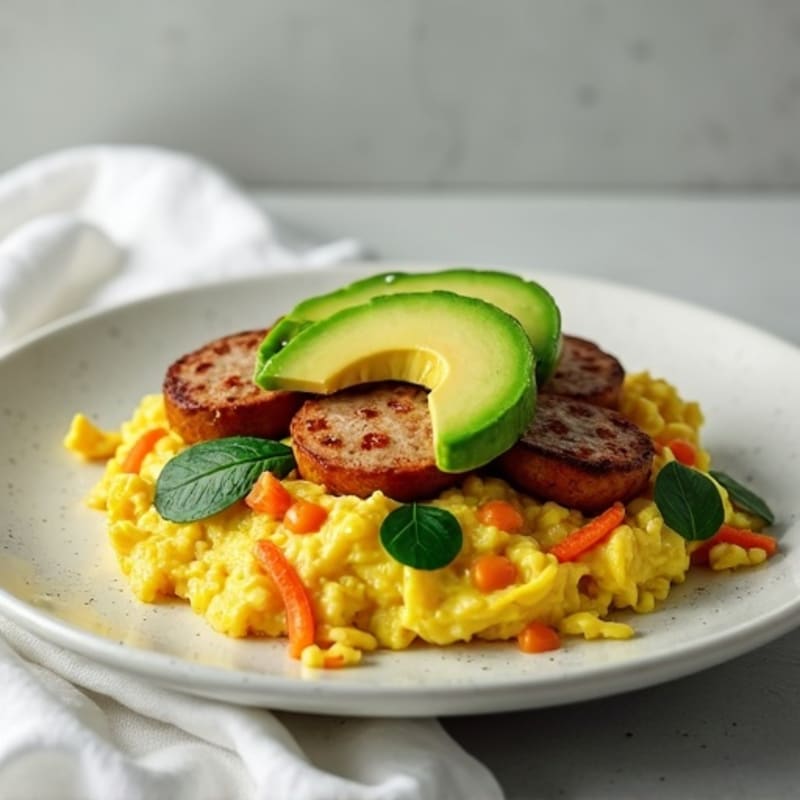 Egg White and Turkey Sausage Scramble with Spinach