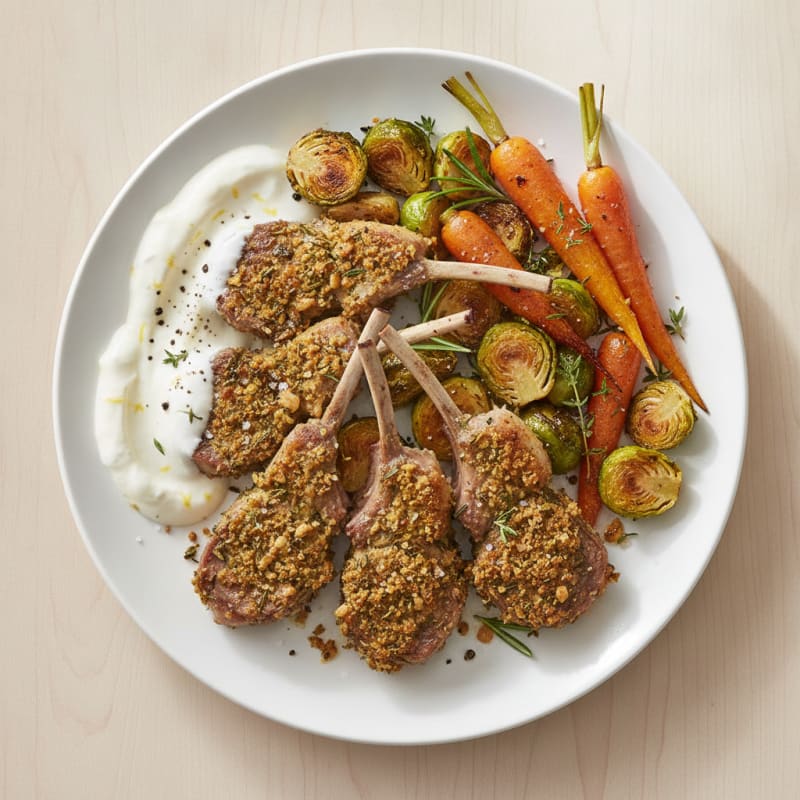 Herb-Crusted Lamb Chops with Roasted Vegetables
