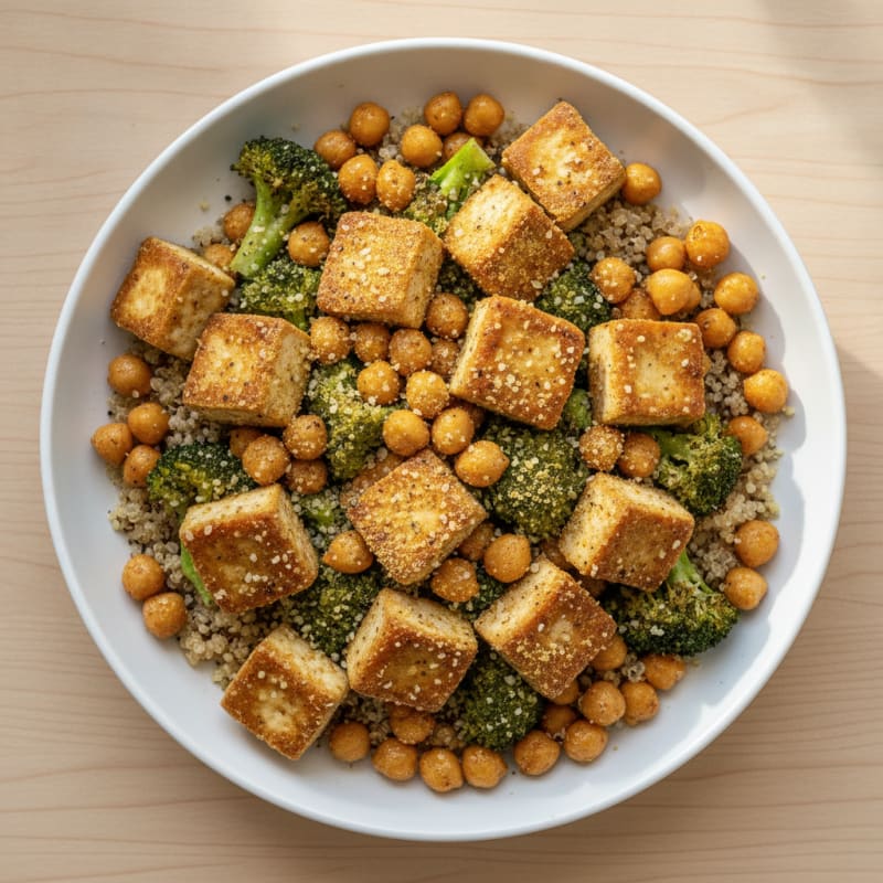 Roasted Tofu and Chickpea Power Bowl