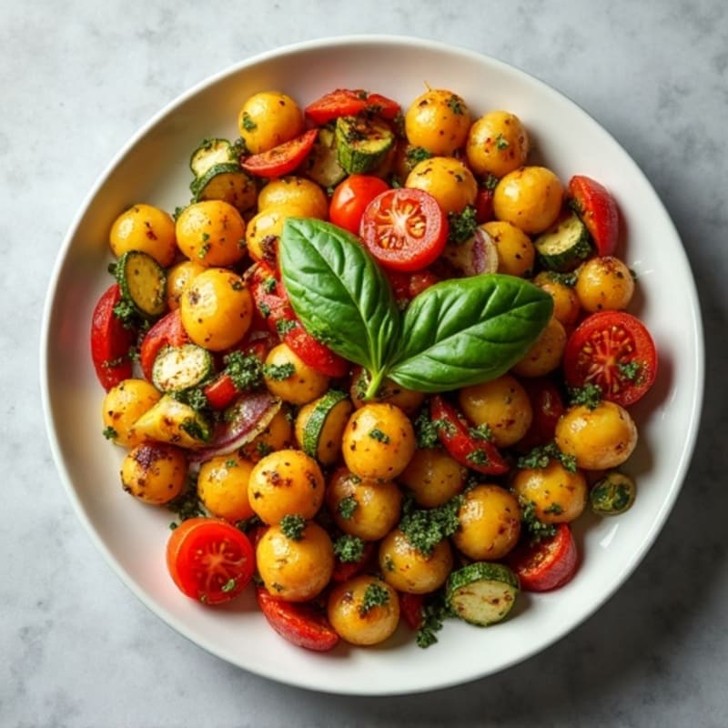 Sheet Pan Gnocchi with Roasted Vegetables and Basil Pesto