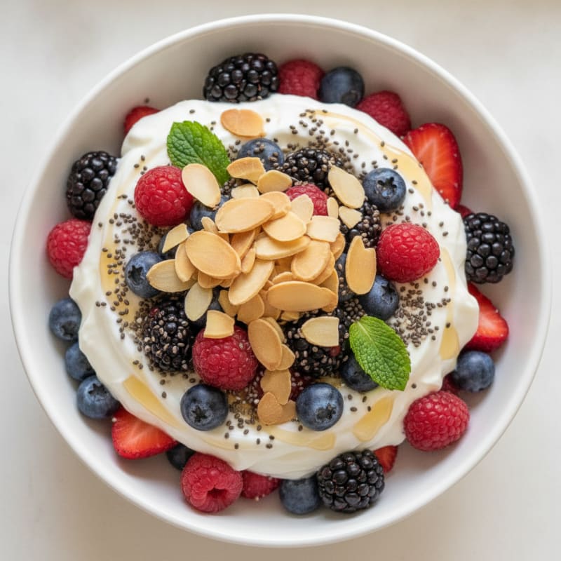 Creamy Greek Yogurt Parfait with Mixed Berries and Chia Seeds