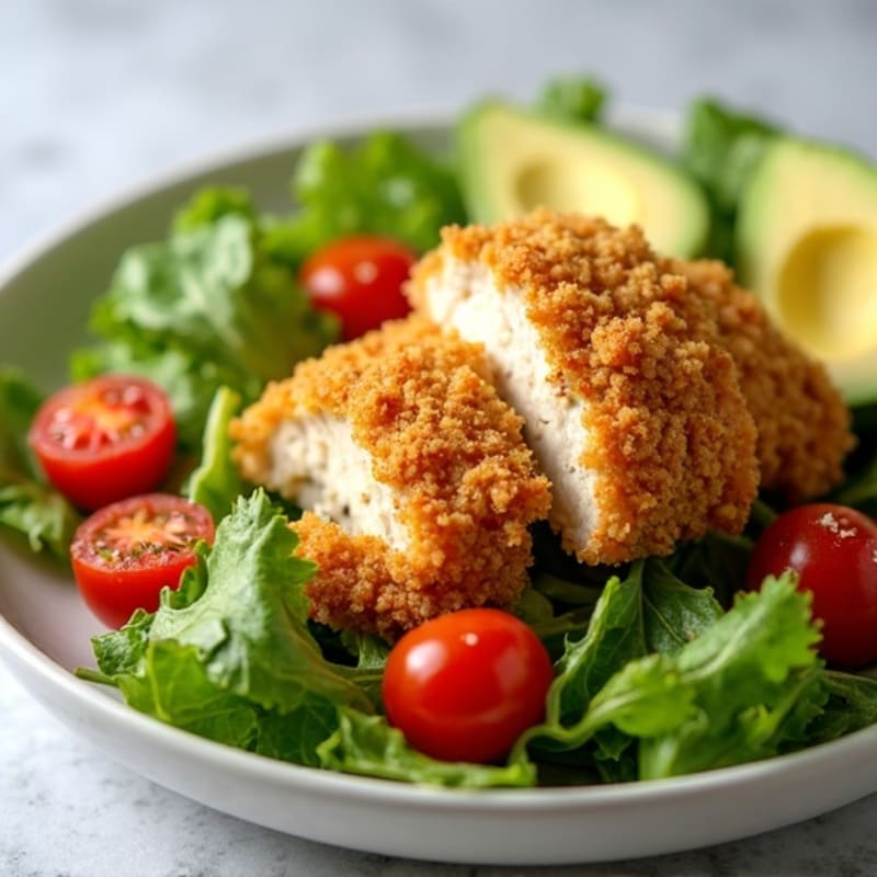 Crispy Chicken, Fresh Greens, and Creamy Avocado Salad