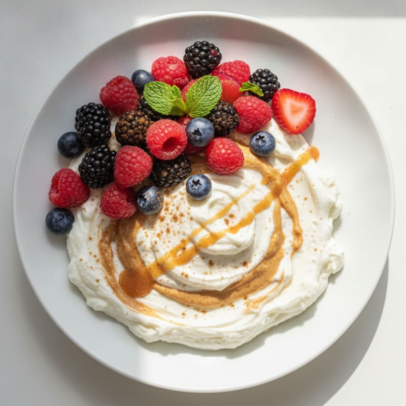 Creamy Greek Yogurt Protein Mousse with Mixed Berries