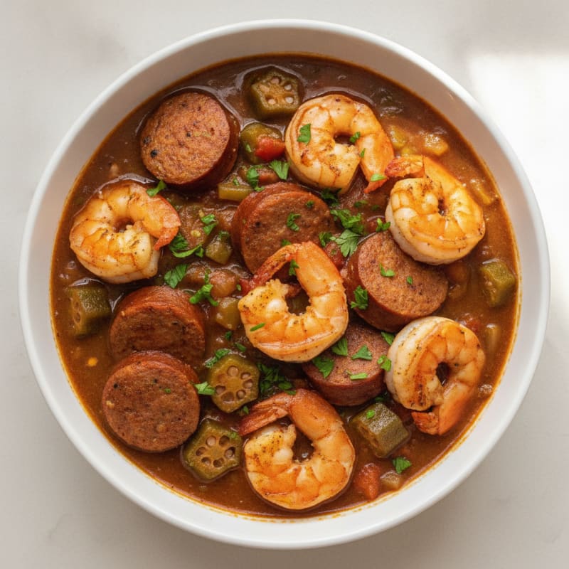 Creole Sausage and Shrimp Gumbo