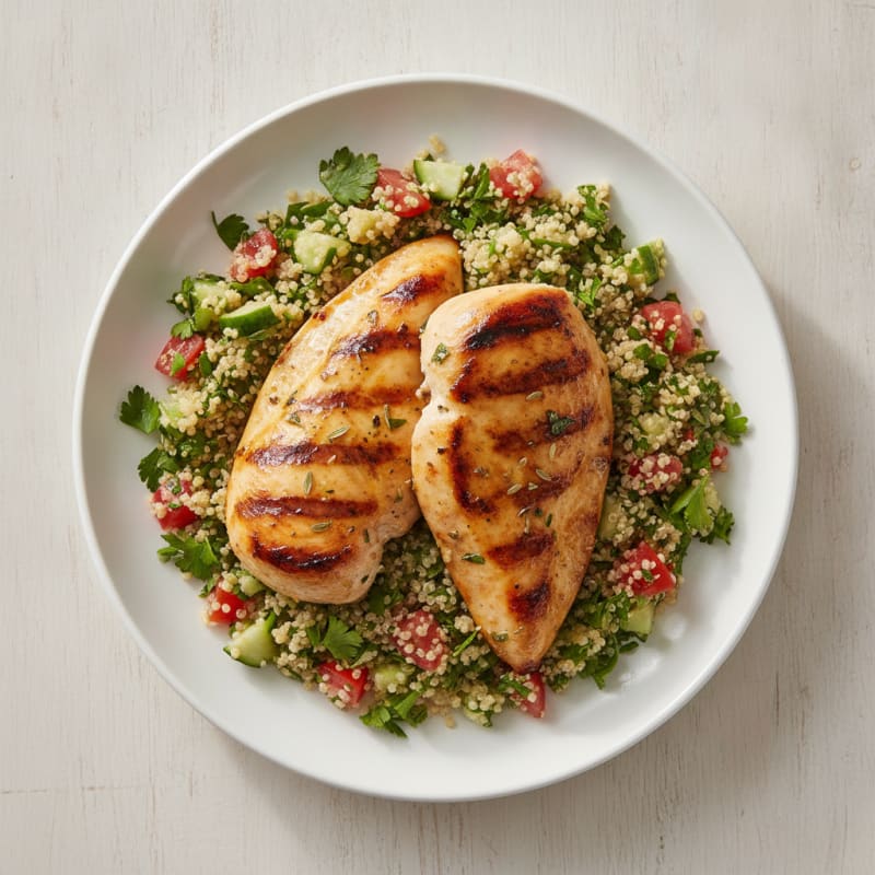 Grilled Lemon Herb Chicken with Quinoa Tabbouleh