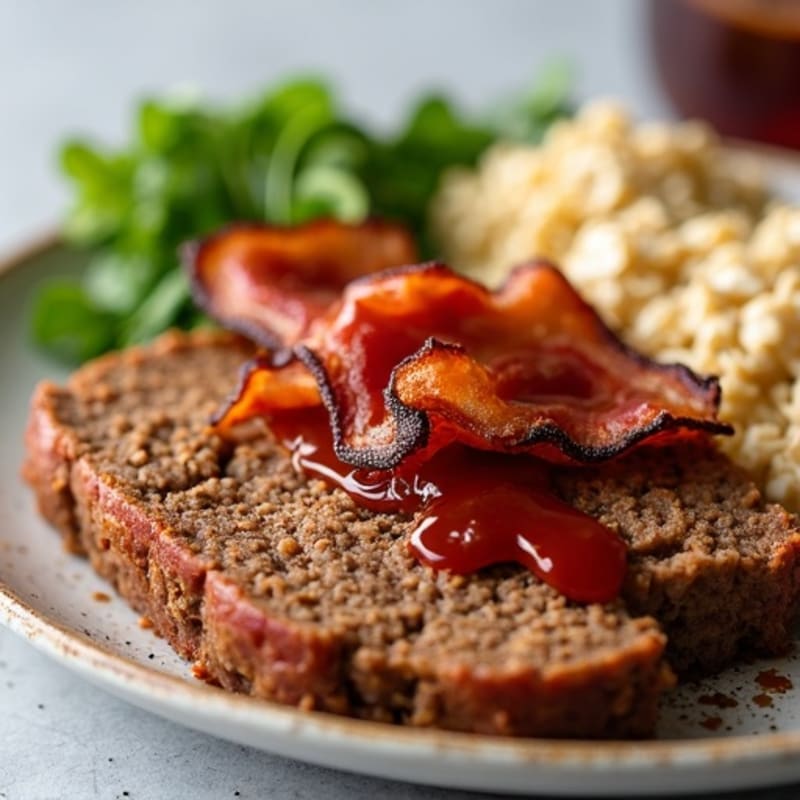Lean Meatloaf with Crispy Bacon and Tangy BBQ Glaze