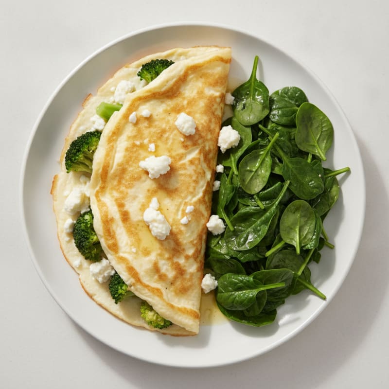 Egg White and Cheese Vegetable Omelette with Sautéed Greens