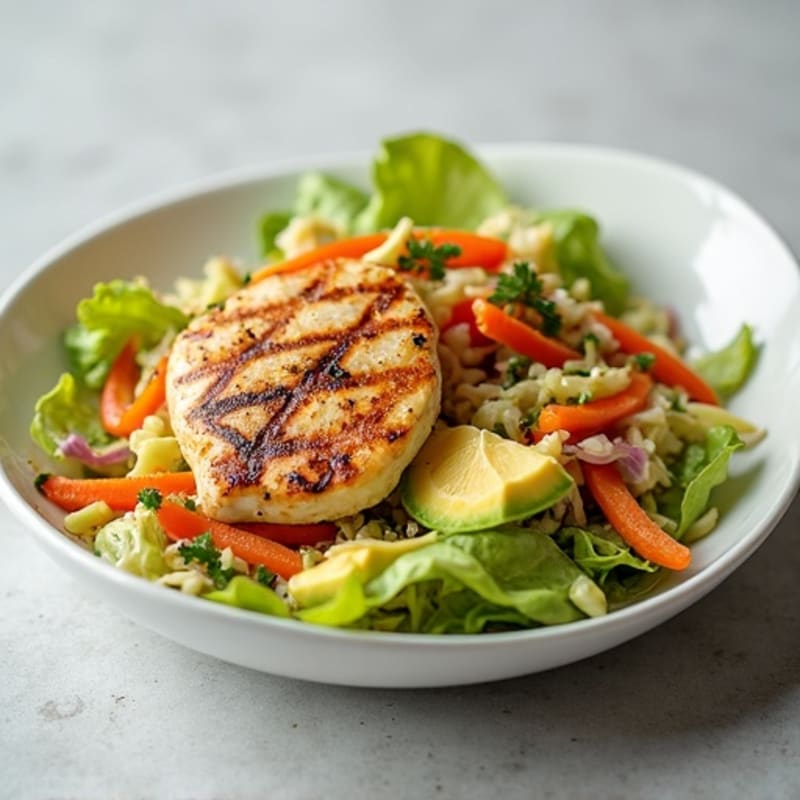 Grilled Chicken Breast with Crunchy Cabbage Slaw
