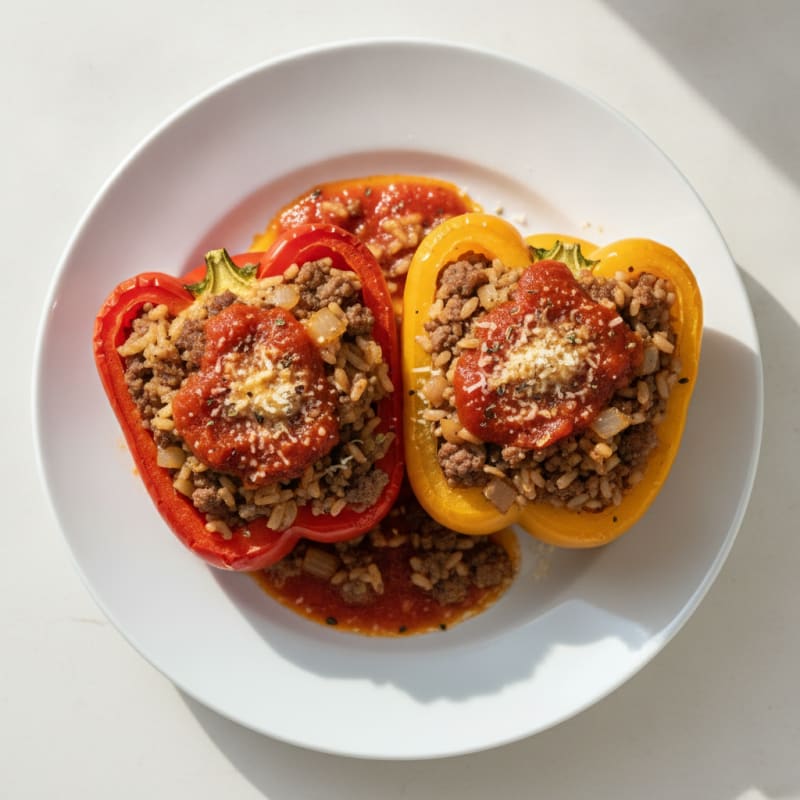 Beef and Rice Stuffed Bell Peppers