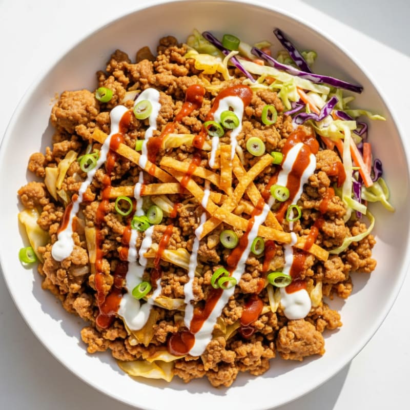 Pork Egg Roll Skillet with Creamy Slaw