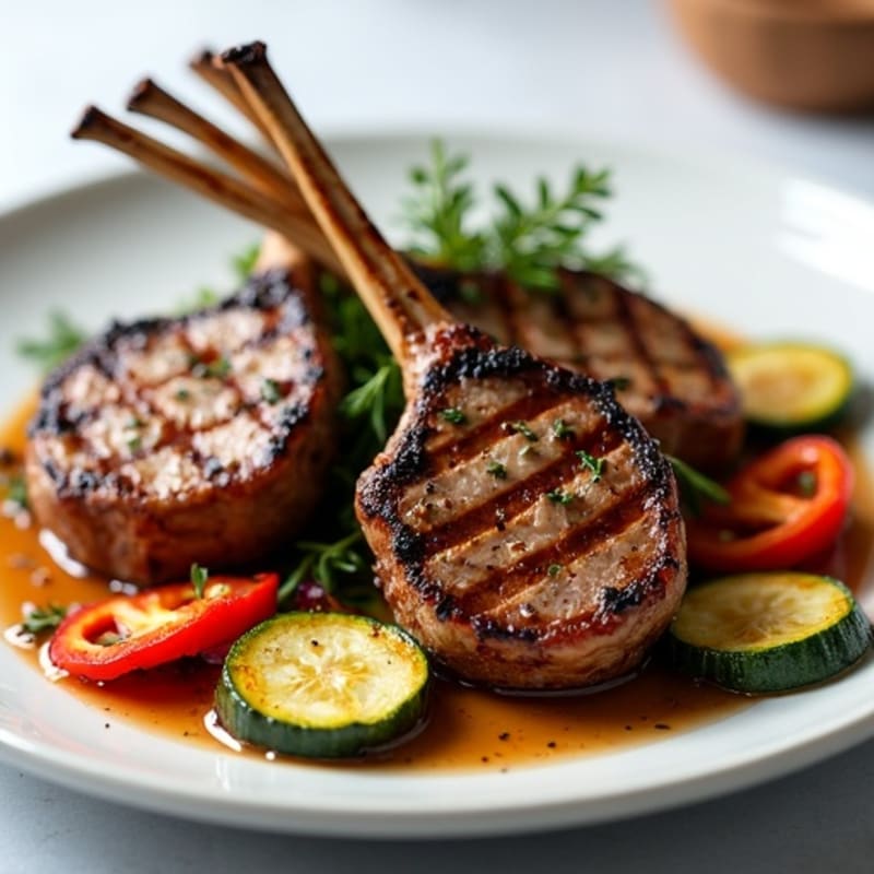 Grilled Herb Lamb Chops with Roasted Vegetables