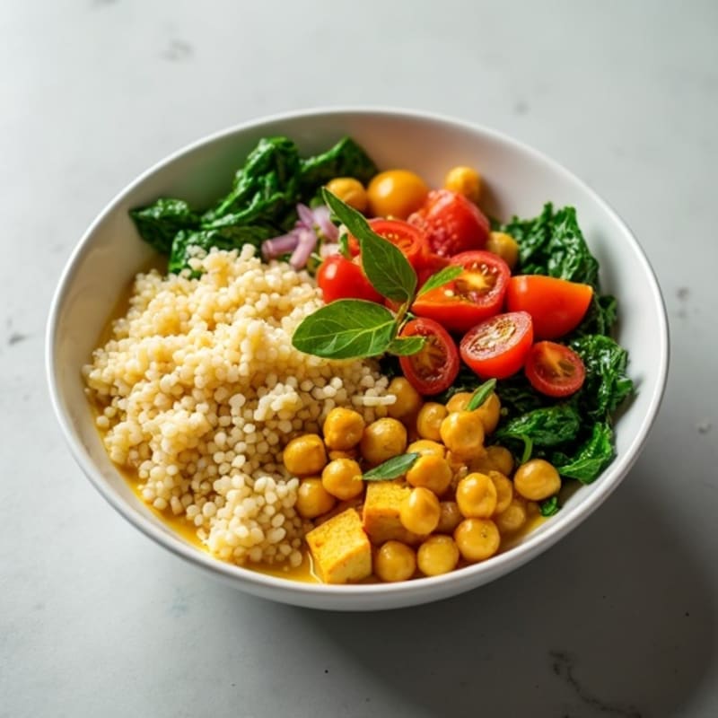Creamy Coconut Chickpea and Spinach Curry Bowl