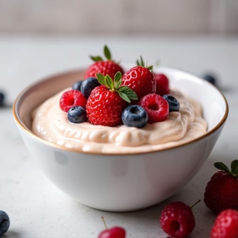 Creamy Greek Yogurt Protein Pudding with Mixed Berries