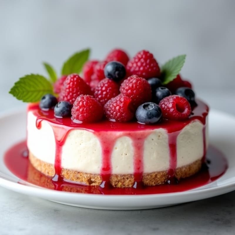 Protein Cheesecake with Greek Yogurt and Mixed Berries