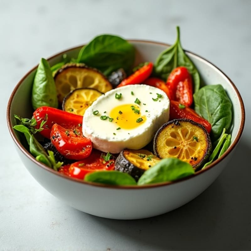 Curd Cheese and Roasted Vegetable Bowl