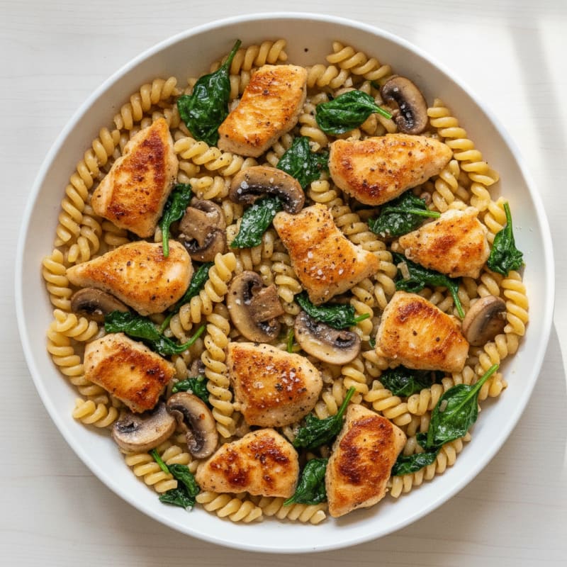 Mushroom Spinach Pasta Skillet