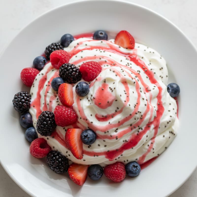 Silky Greek Yogurt Protein Mousse with Mixed Berries