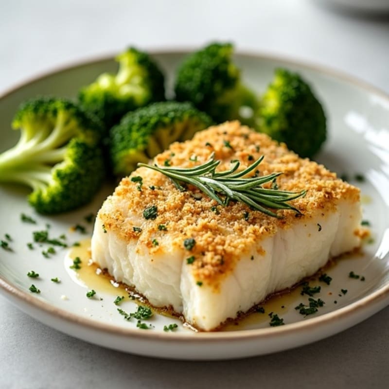 Herb-Crusted Baked Cod with Roasted Broccoli