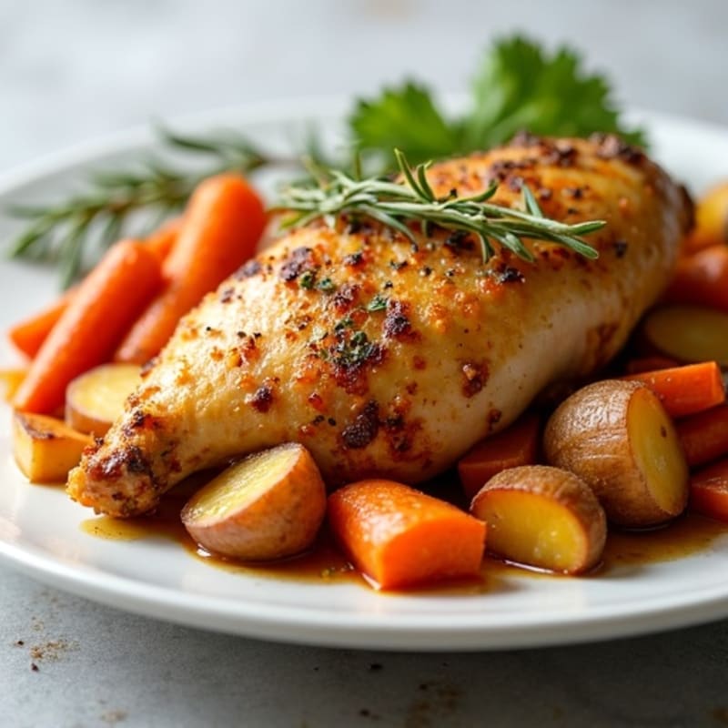 Crispy Lemon Herb Chicken with Roasted Root Vegetables
