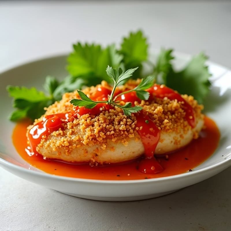 Crispy Baked Ginger-Garlic Chicken with Sweet Chili Sauce